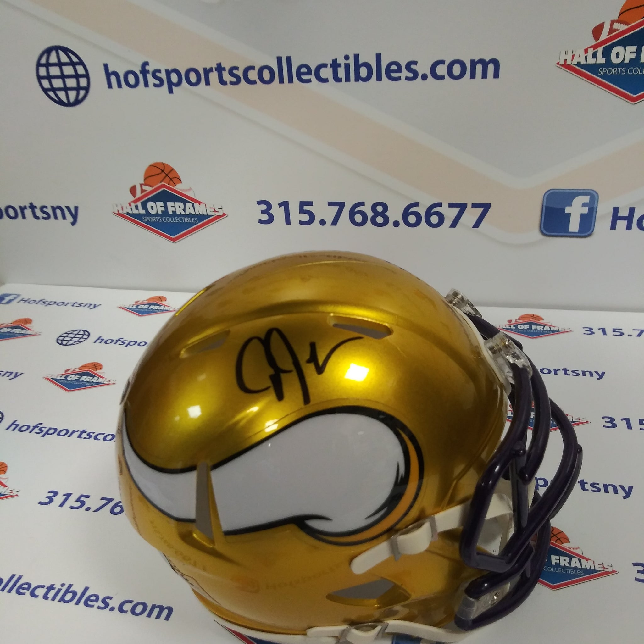 JUSTIN JEFFERSON SIGNED FLASH VIKINGS MINI HELMET BECKETT COA