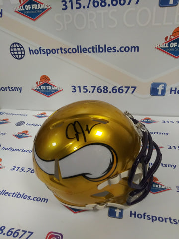 JUSTIN JEFFERSON SIGNED FLASH VIKINGS MINI HELMET BECKETT COA