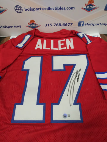 JOSH ALLEN SIGNED BILLS RED CUSTOM JERSEY - BECKETT COA