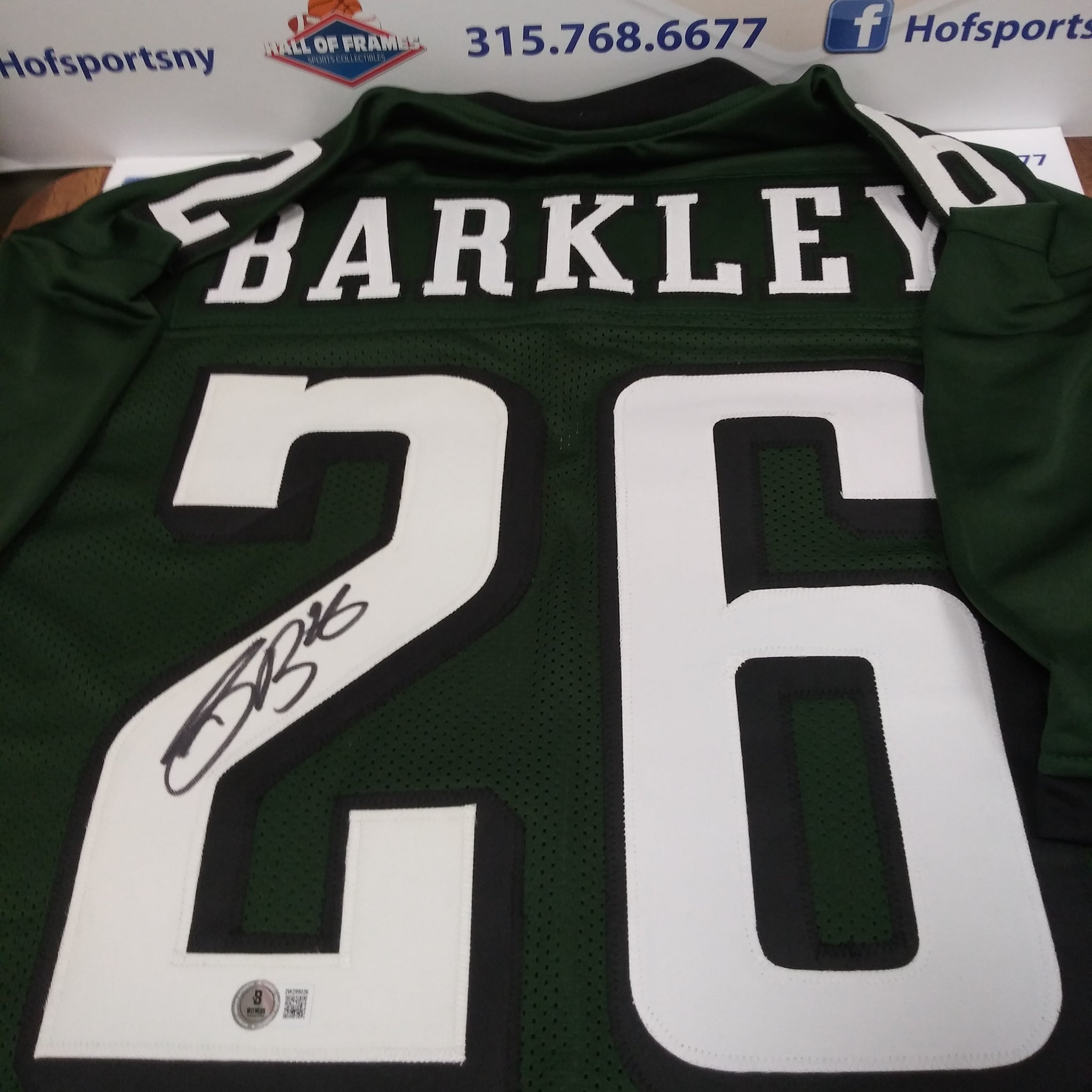 SAQUON BARKLEY SIGNED EAGLES CUSTOM GREEN JERSEY - BECKETT