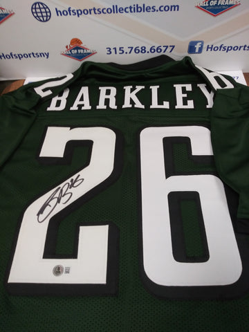 SAQUON BARKLEY SIGNED EAGLES CUSTOM GREEN JERSEY - BECKETT