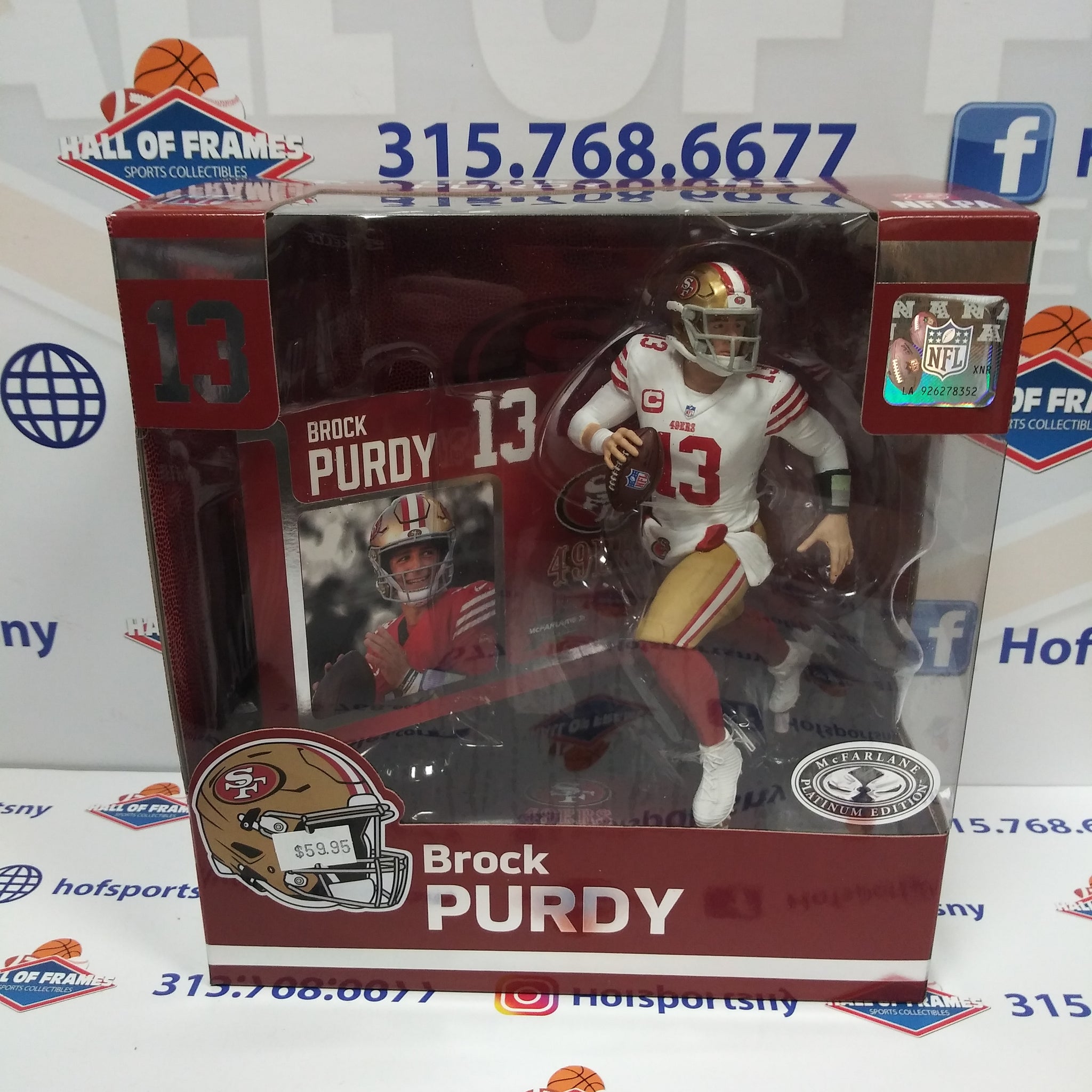 BROCK PURDY MCFARLANE SPORTSPICKS PLATINUM EDITION WHITE JERSEY LEGACY FIGURE!