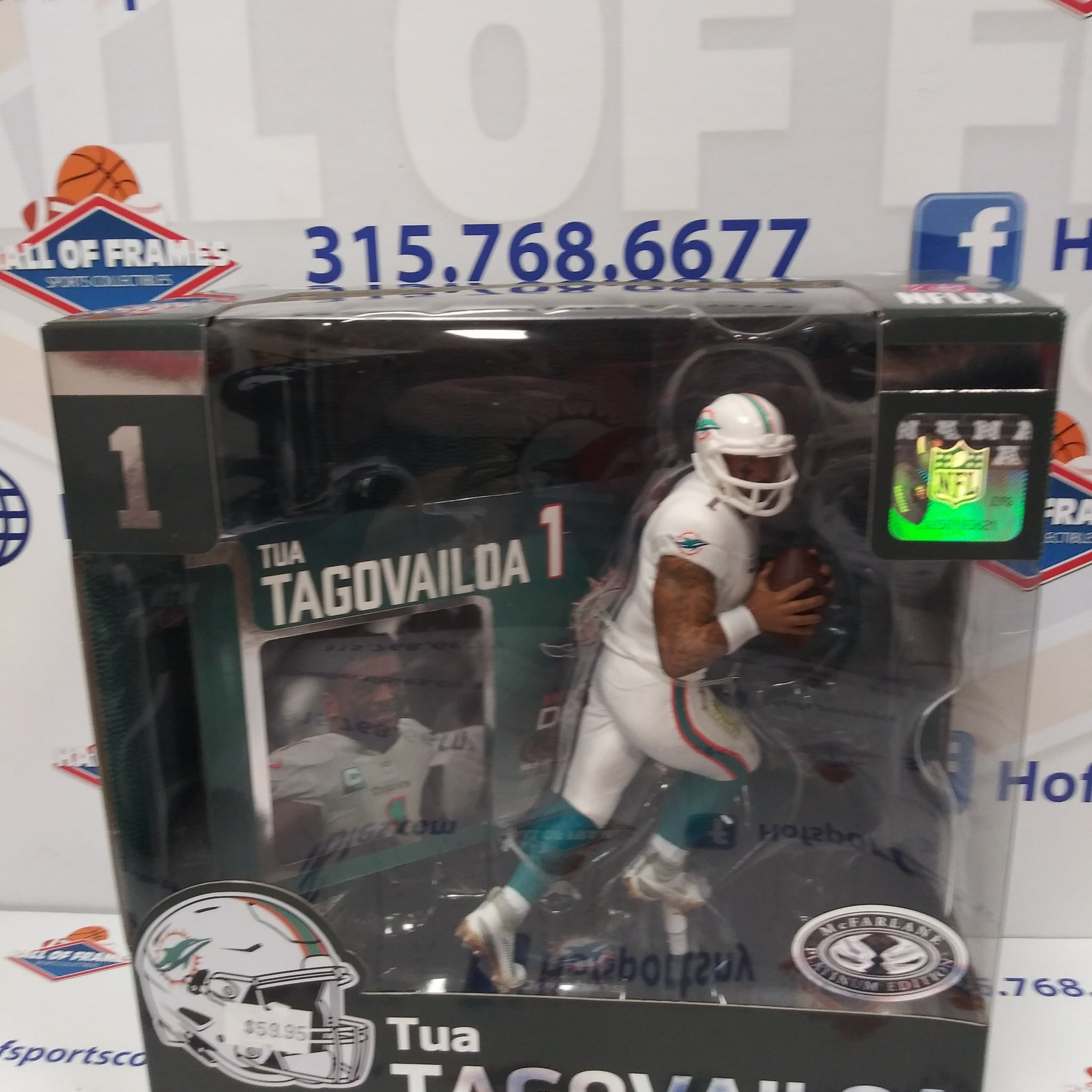 TUA TAGOVAILOA MCFARLANE SPORTSPICKS PLATINUM EDITION WHITE JERSEY SERIES 3 LEGACY FIGURE!