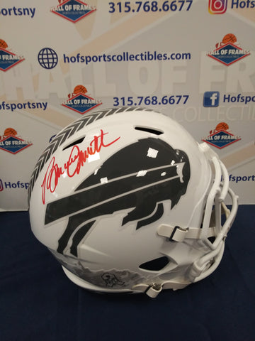 BRUCE SMITH SIGNED FULL SIZE STS WHITE REP BILLS HELMET