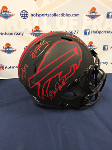 JIM KELLY - THURMAN THOMAS - BRUCE SMITH - REED SIGNED ECLIPSE FS REPLICA HELMET JSA COA