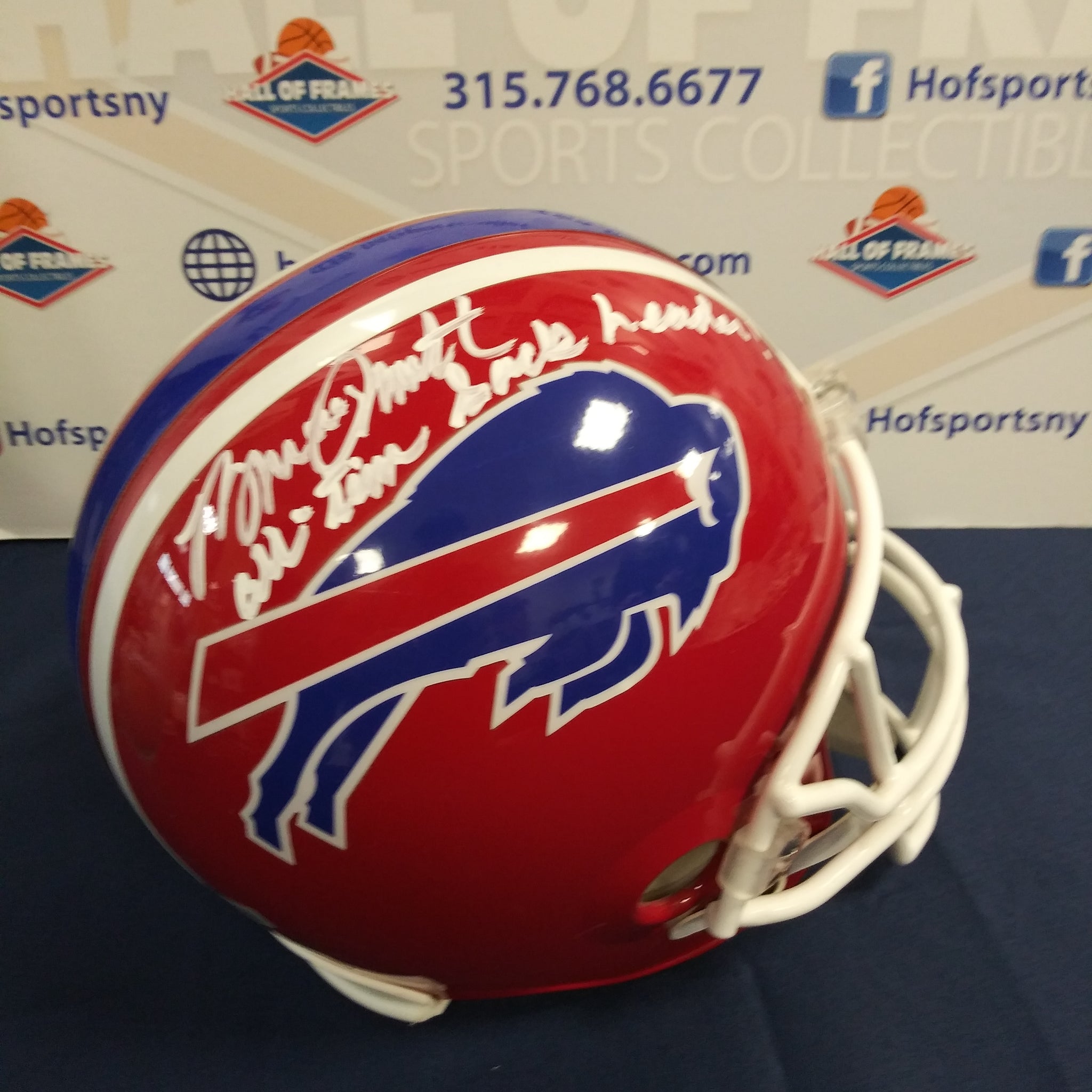 BRUCE SMITH SIGNED FULL SIZE VSR4 REP BILLS HELMET INSC ALL TIME SACKS LEADER