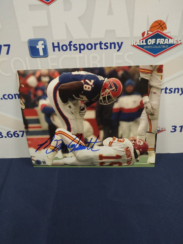 BRUCE SMITH SIGNED BILLS 8X10 AFC CHAMPIONSHIP SACKING MONTANE BECKETT COA