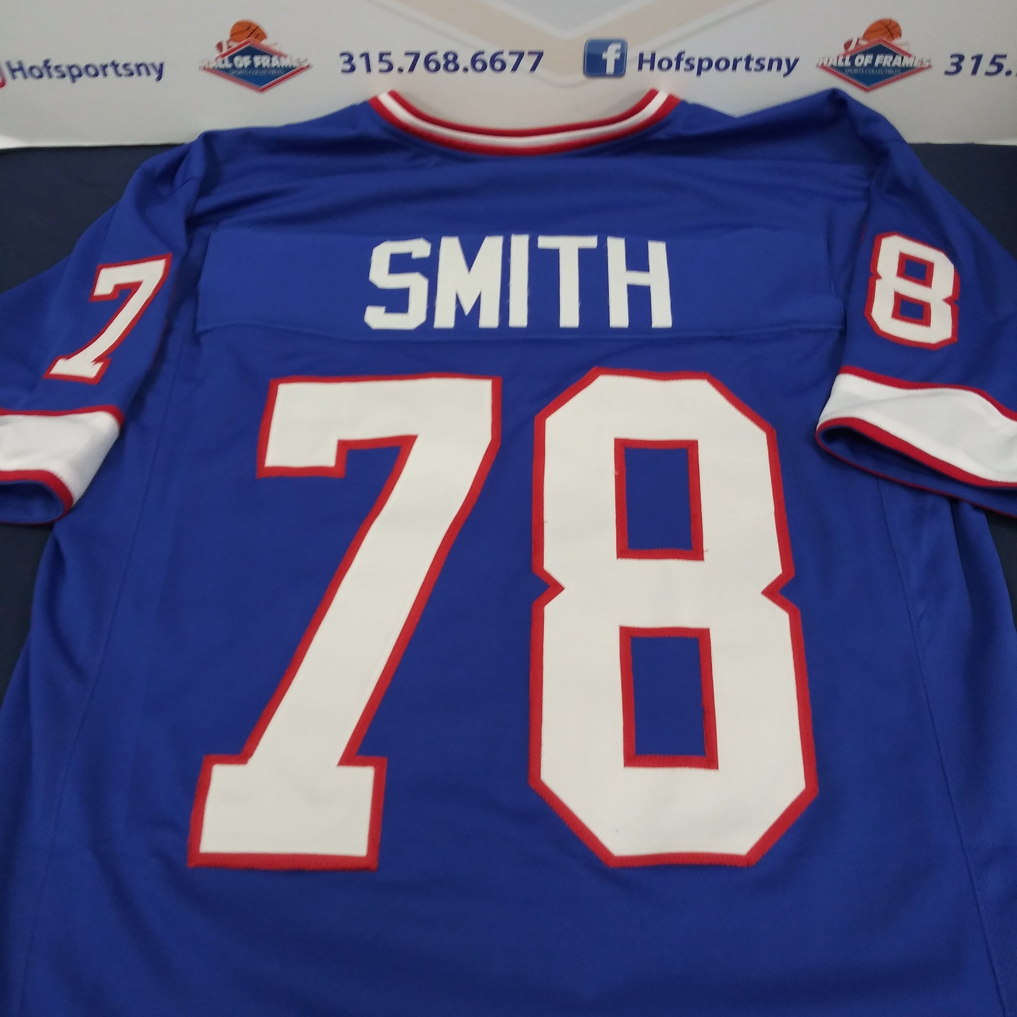 BRUCE SMITH BILLS CUSTOM SEWN STITCHED BLUE JERSEY SIZE MENS XL