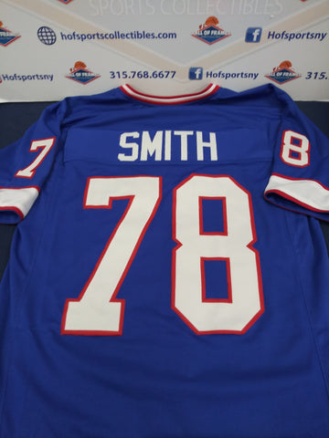 BRUCE SMITH BILLS CUSTOM SEWN STITCHED BLUE JERSEY SIZE MENS XL