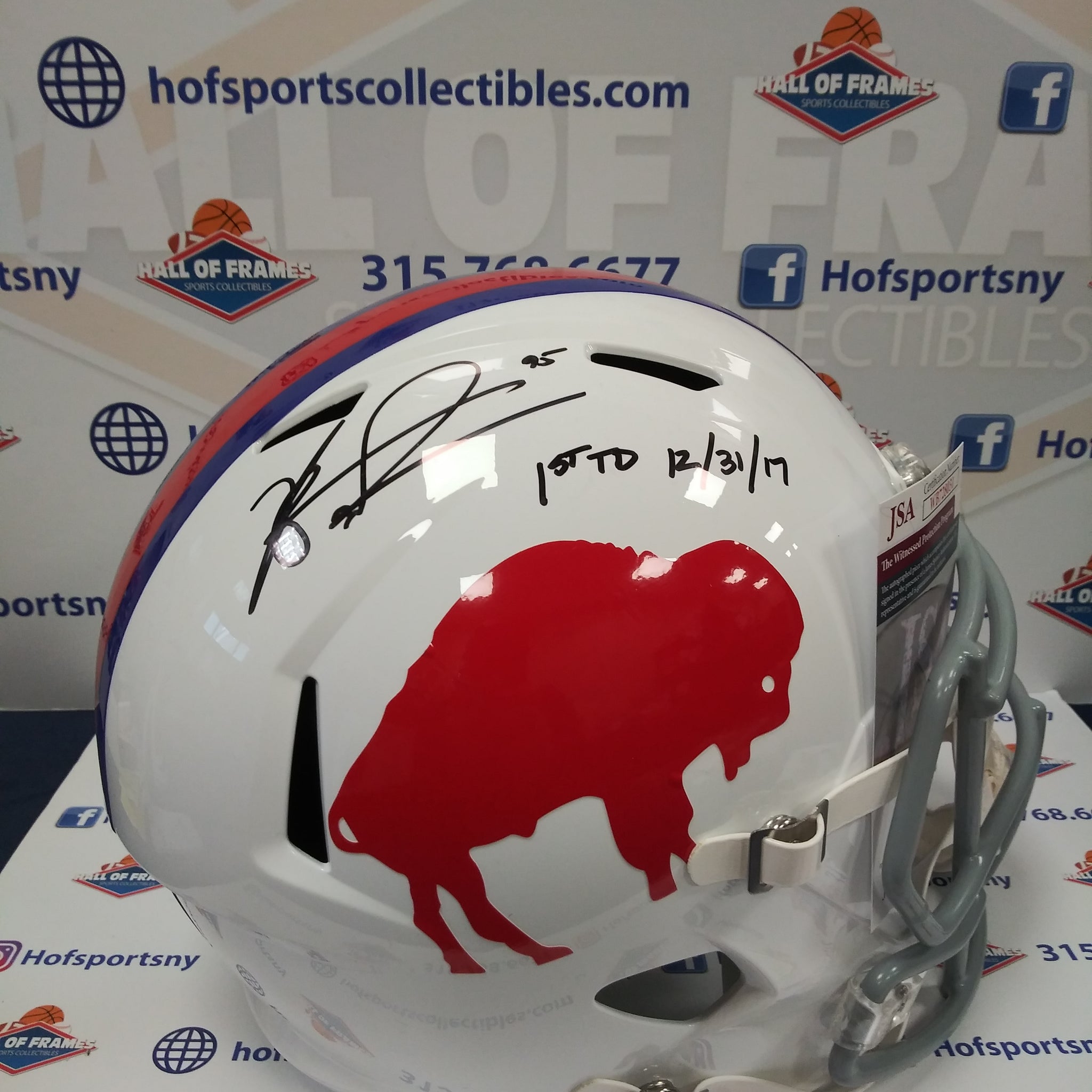 KYLE WILLIAMS BUFFALO BILLS SIGNED FULL SIZE REP THROWBACK INSCR. "1ST TD 12/31/17" JSA COA!