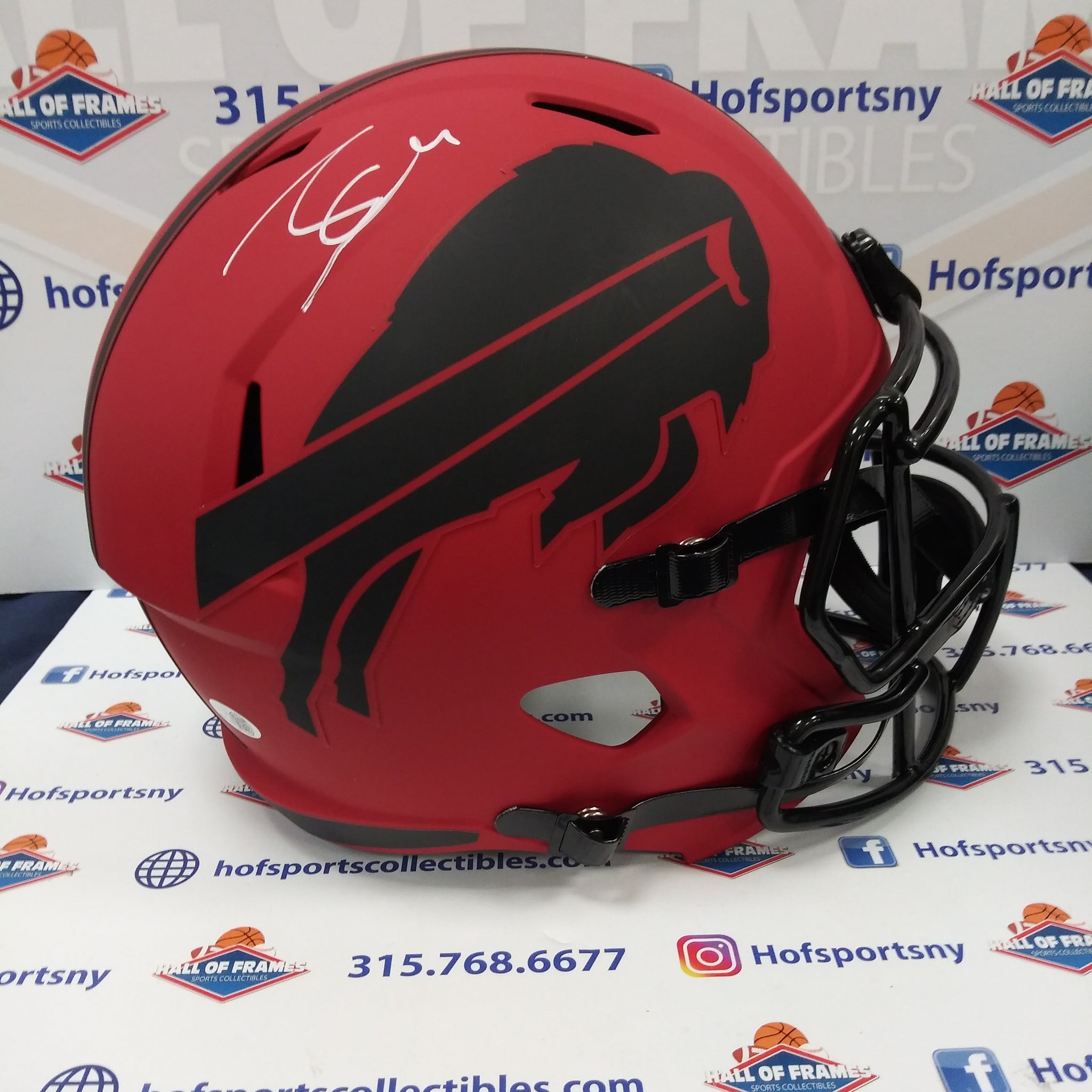 JAMES COOK SIGNED BILLS FULL SIZE REPLICA SPEED RAVE HELMET  - JSA WITNESSED