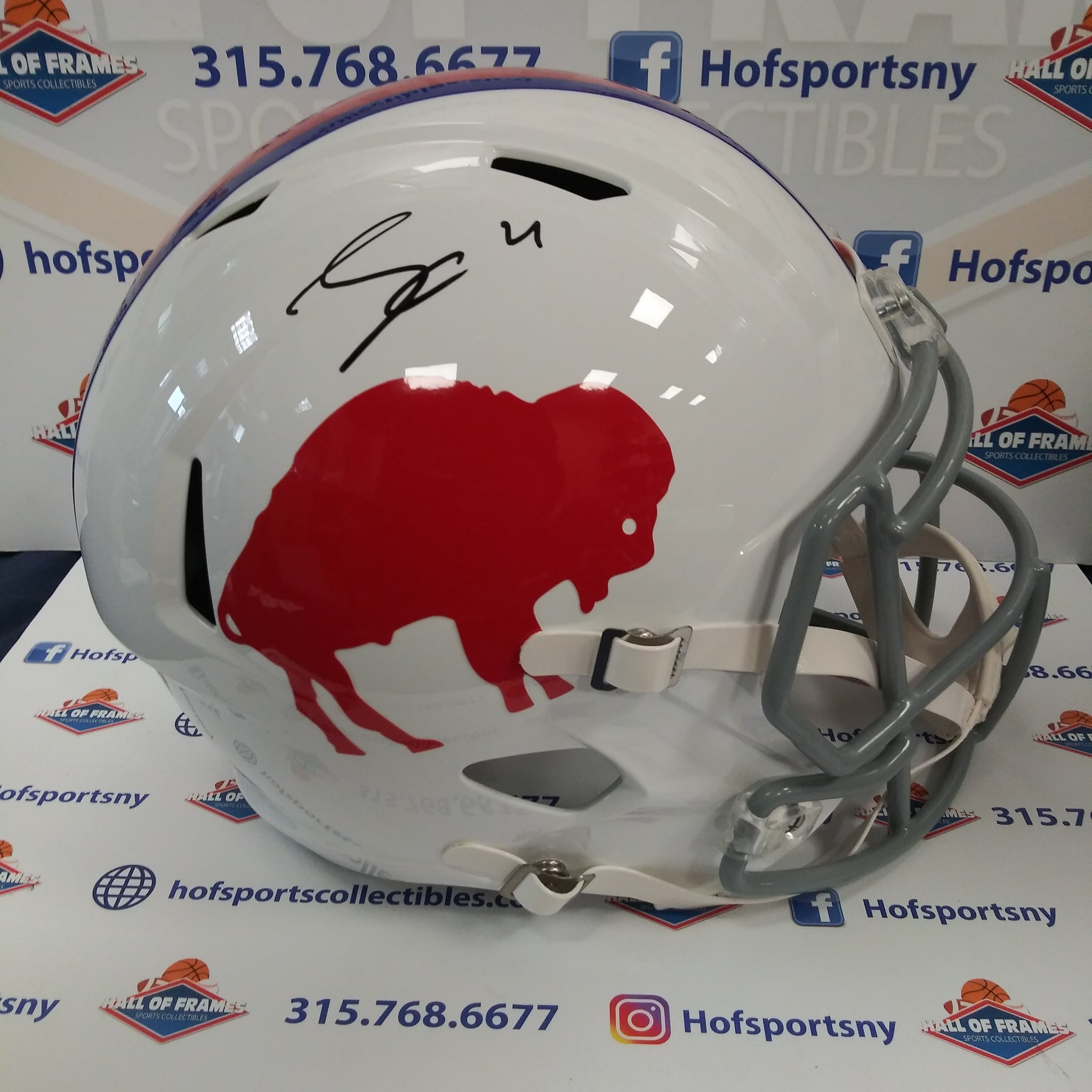 JAMES COOK SIGNED BILLS FULL SIZE REPLICA SPEED THROWBACK HELMET  - JSA WITNESSED