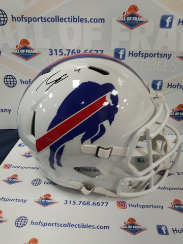 JAMES COOK SIGNED BILLS FULL SIZE REPLICA SPEED HELMET  - JSA WITNESSED