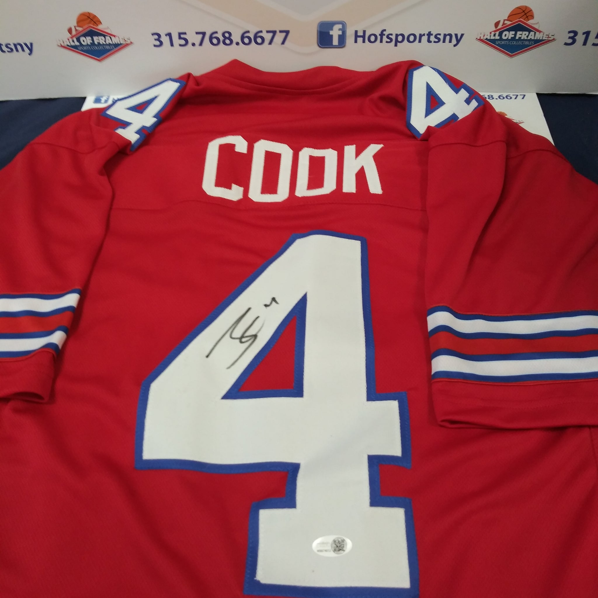 JAMES COOK SIGNED BILLS RED CUSTOM XL JERSEY - JSA WITNESSED