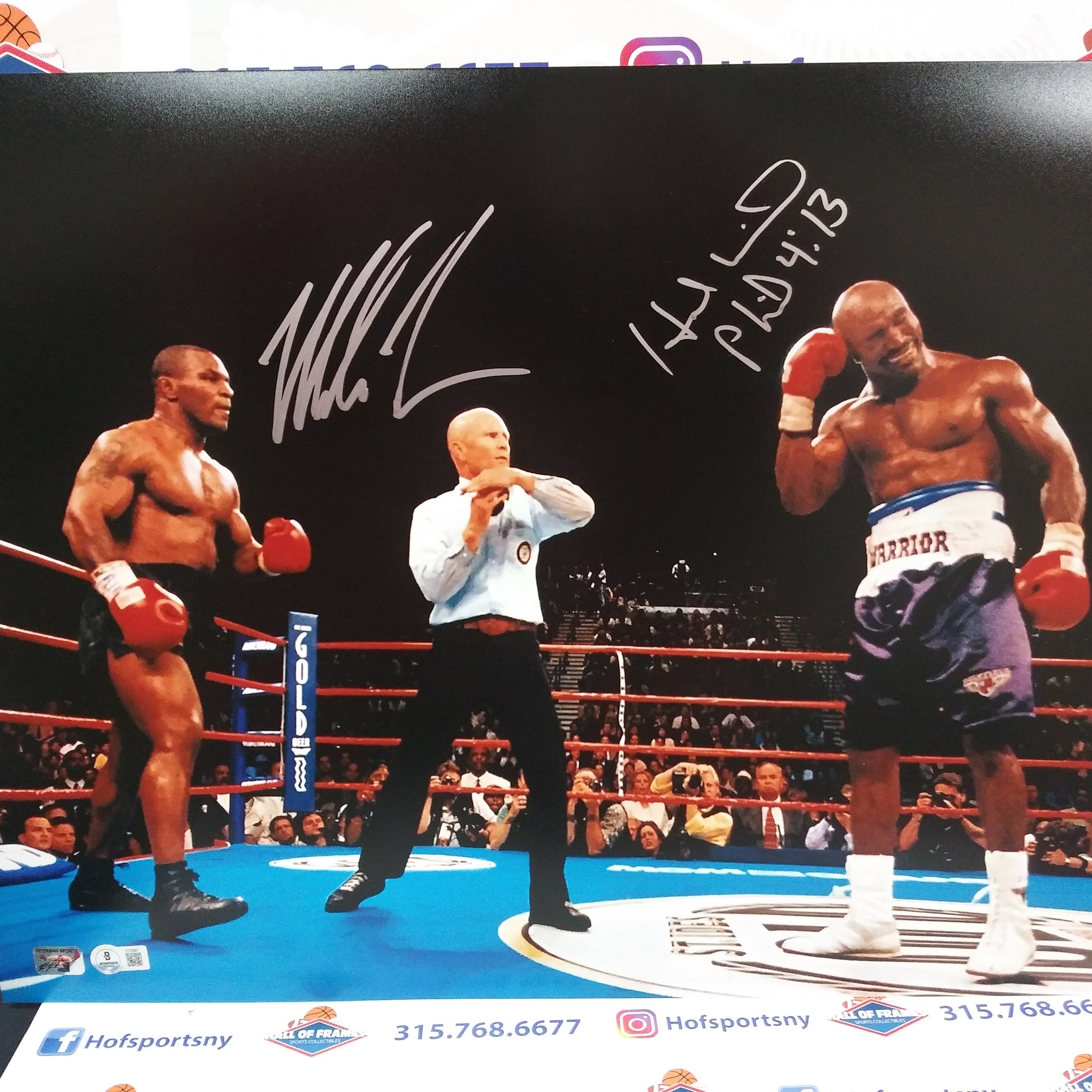 MIKE TYSON / EVANDER HOLYFIELD SIGNED EAR BITING 16X20 - FITERMAN COA