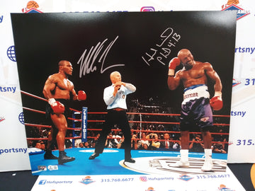 MIKE TYSON / EVANDER HOLYFIELD SIGNED EAR BITING 16X20 - FITERMAN COA