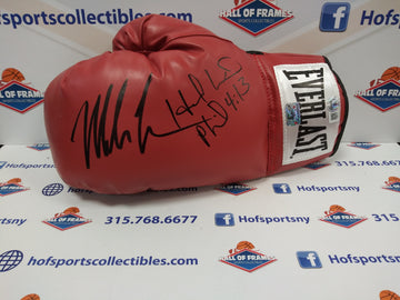 MIKE TYSON / EVANDER HOLYFIELD SIGNED EVERLAST RED BOXING GLOVE - FITERMAN COA
