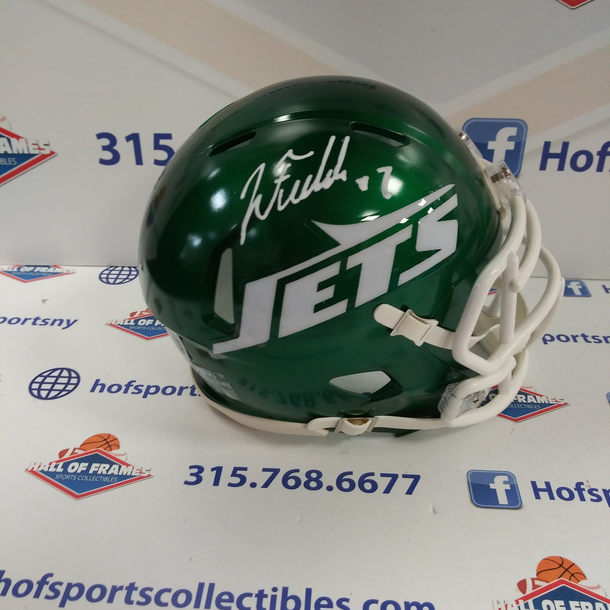 JUSTIN FIELDS SIGNED NY JETS SPEED MINI HELMET - BECKETT COA