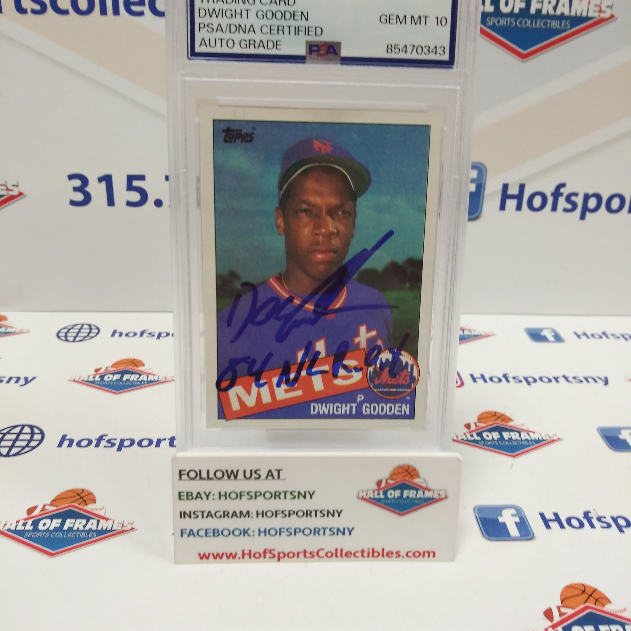 1985 TOPPS SIGNED ROY 1984 DWIGHT GOODEN ROOKIE PSA AUTO GRADE 10