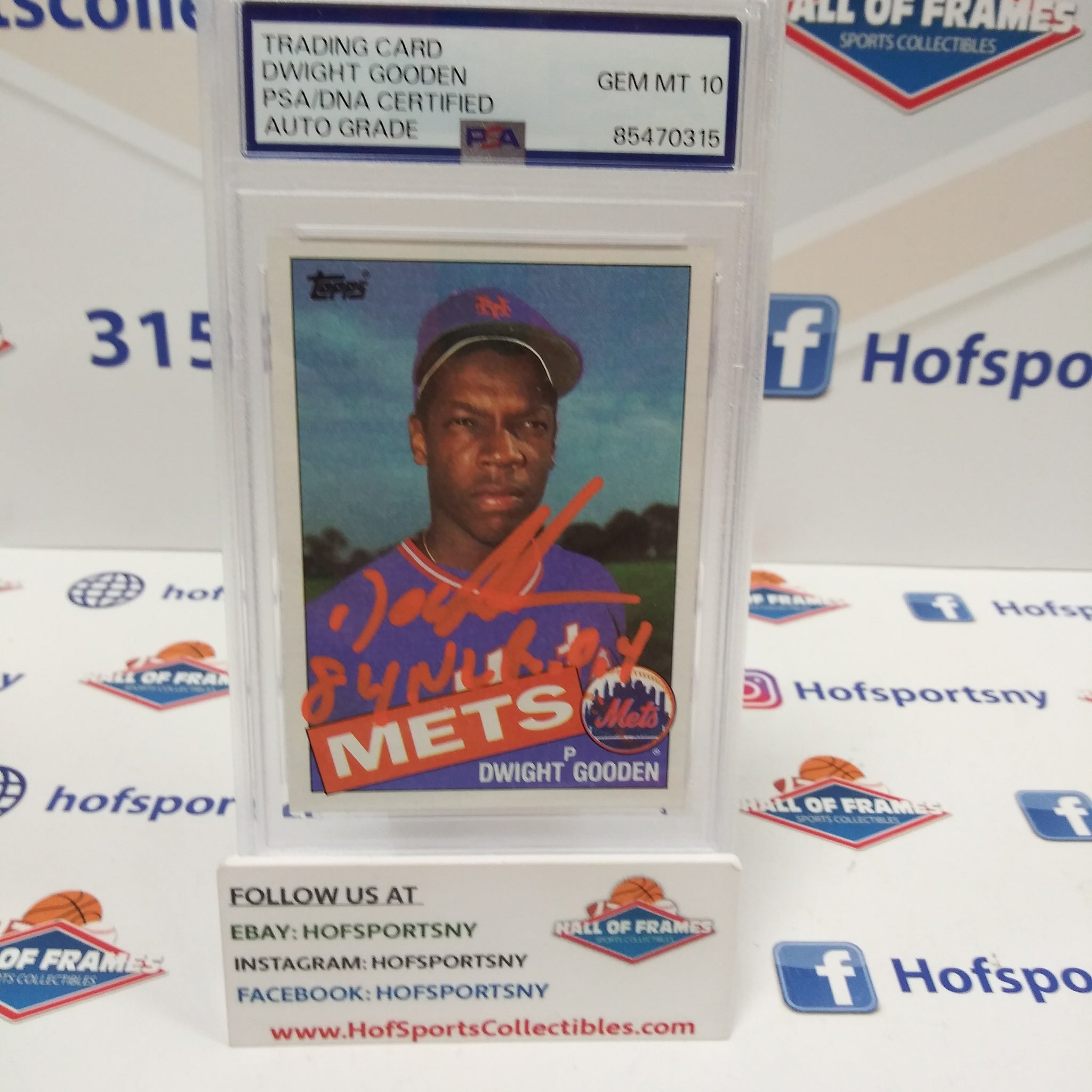 1985 TOPPS SIGNED ROY 1984 DWIGHT GOODEN ROOKIE PSA AUTO GRADE 10