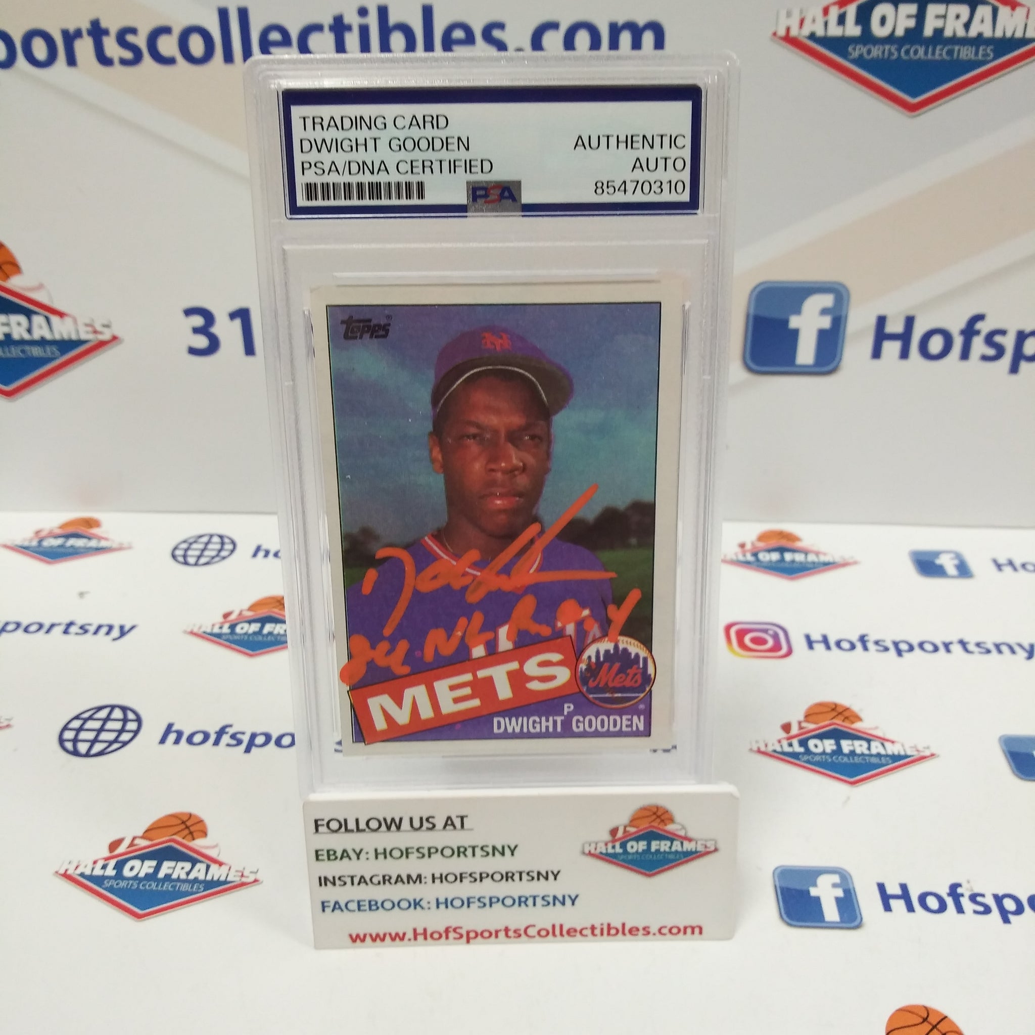 1985 TOPPS SIGNED ROY 1984 DWIGHT GOODEN ROOKIE PSA