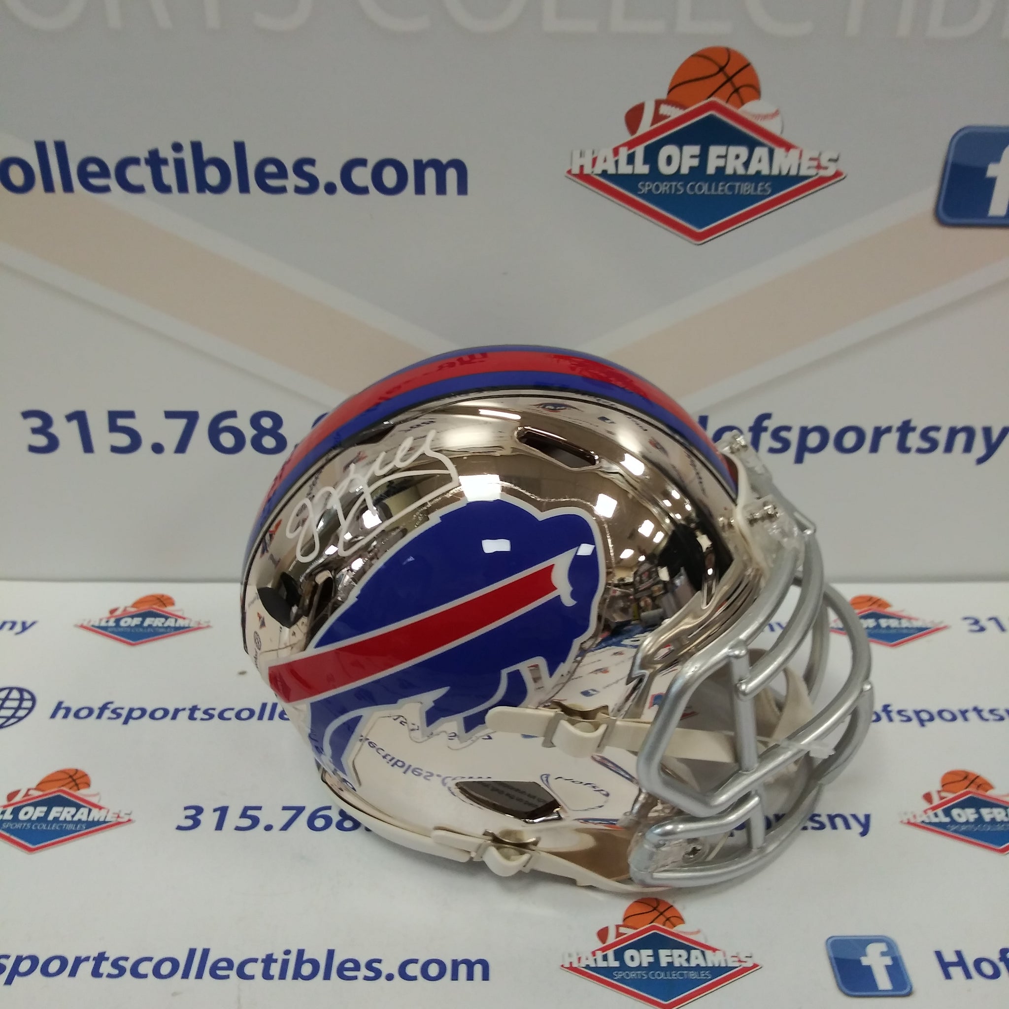 JIM KELLY BUFFALO BILLS AUTOGRAPHED RIDDELL CHROME MINI HELMET! TRISTAR COA!