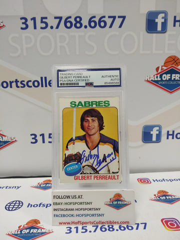 GILBERT PERREAULT TOPPS 1975 - 76 SIGNED CARD PSA SLABBED BUFFALO SABRES