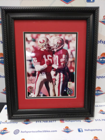 JOE MONTANA / JERRY RICE SIGNED 8X10 BEAUTIFLY FRAMED PHOTO - PLAYERS HOLOS COA