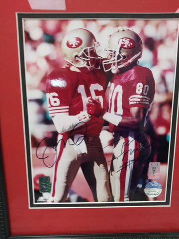 JOE MONTANA / JERRY RICE SIGNED 8X10 BEAUTIFLY FRAMED PHOTO - PLAYERS HOLOS COA