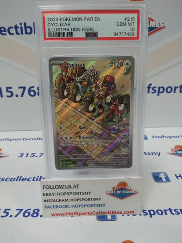 2023 POKEMON PARADOX RIFT CYCLIZAR ILLUSTRATION RARE #215 PSA 10 GEM MINT!
