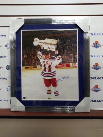 MARK MESSIER SIGNED FRAMED NY RANGERS STANLEY CUP 16X20 PHOTO - BAS COA
