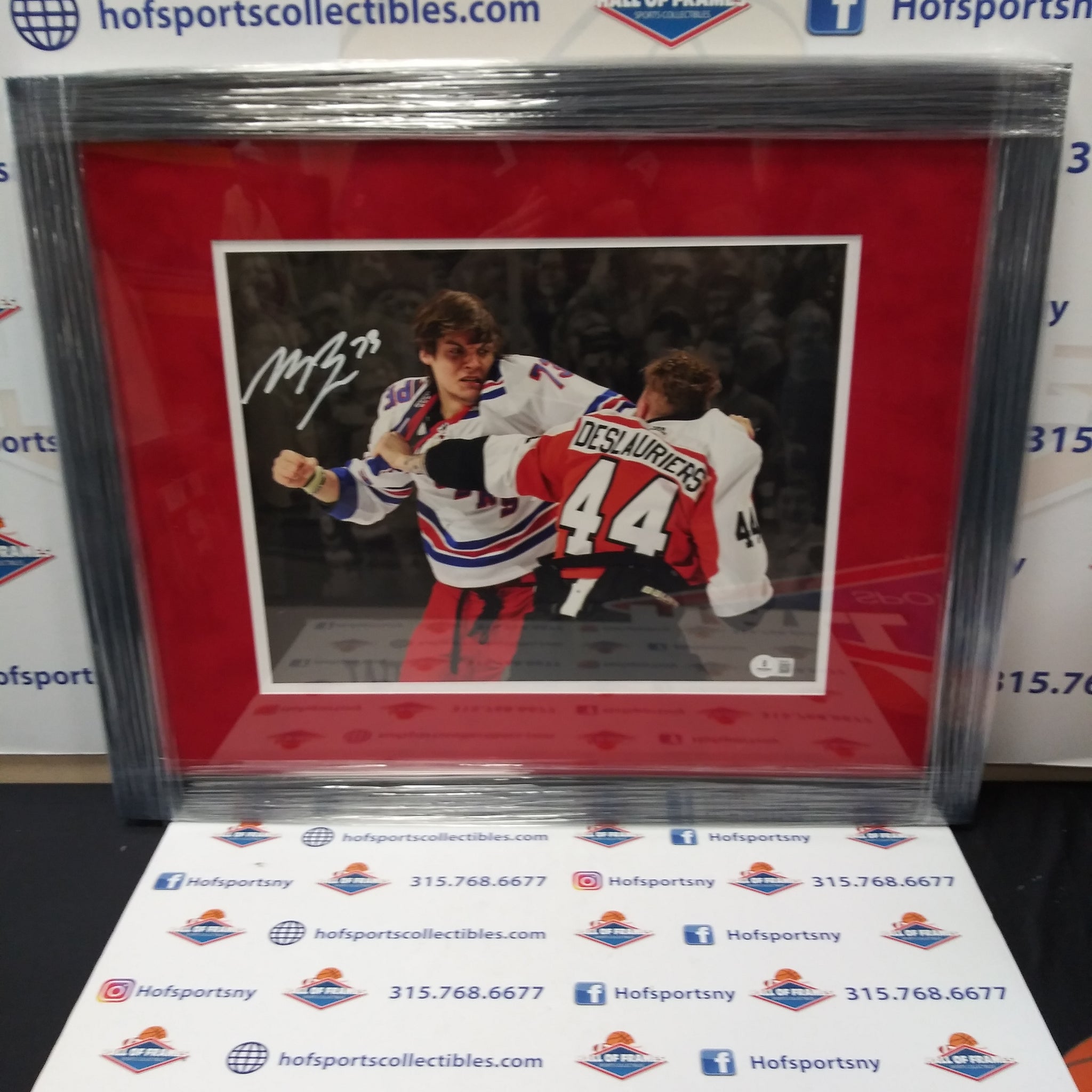 MATT REMPE SIGNED FRAMED RANGERS STADIUM SERIES 11X14 FIGHT SPOTLITE PHOTO - BAS COA