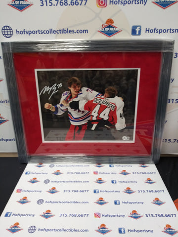MATT REMPE SIGNED FRAMED RANGERS STADIUM SERIES 11X14 FIGHT SPOTLITE PHOTO - BAS COA