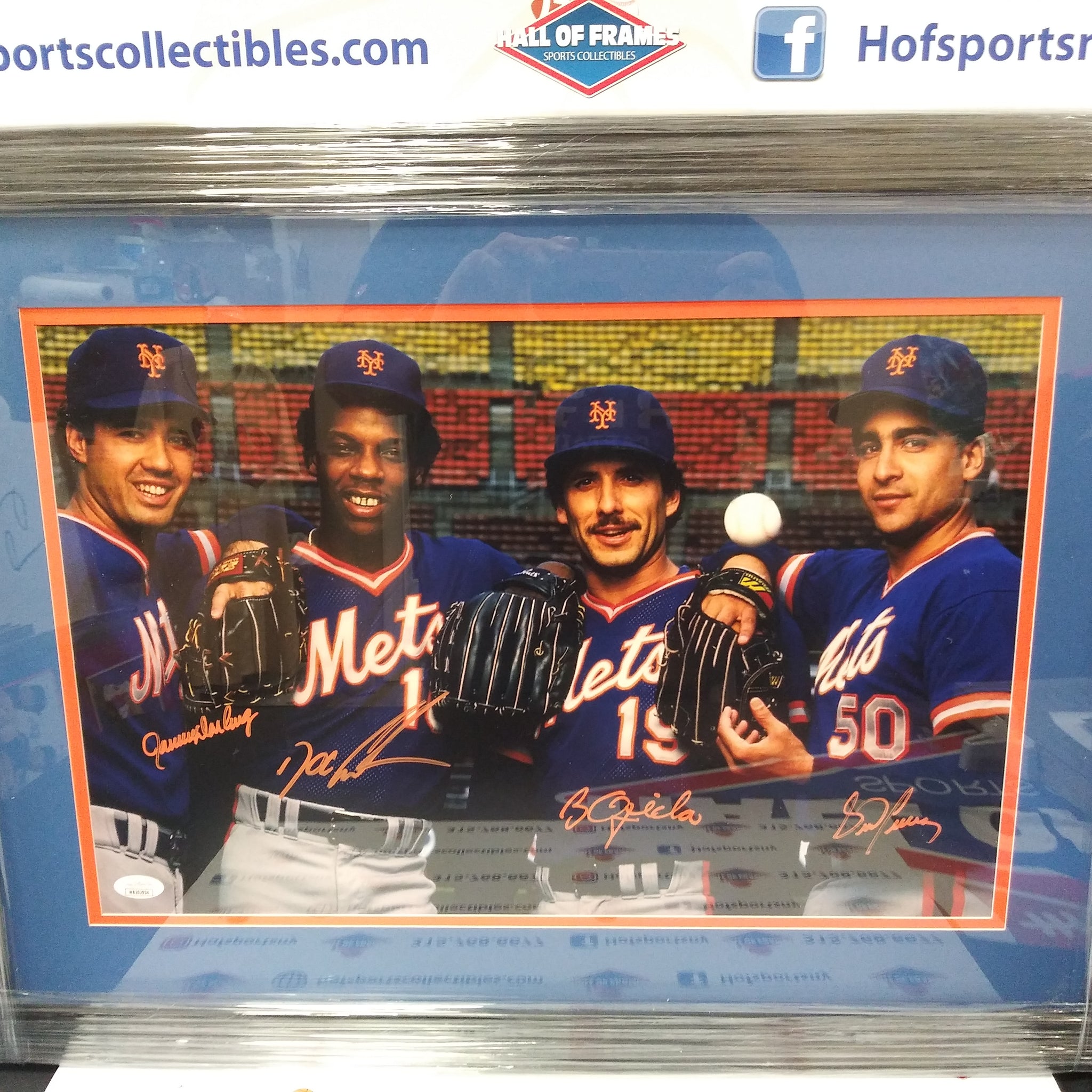 NY METS 1986 SIGNED PTICHING STAFF GOODEN, DARLING, FERNANDEZ, OJEDA 11X17 PHOTO