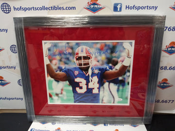 THURMAN THOMAS BUFFALO BILLS SIGNED FRAMED 11X14 INSCR. "1991 NFL MVP" JSA COA!