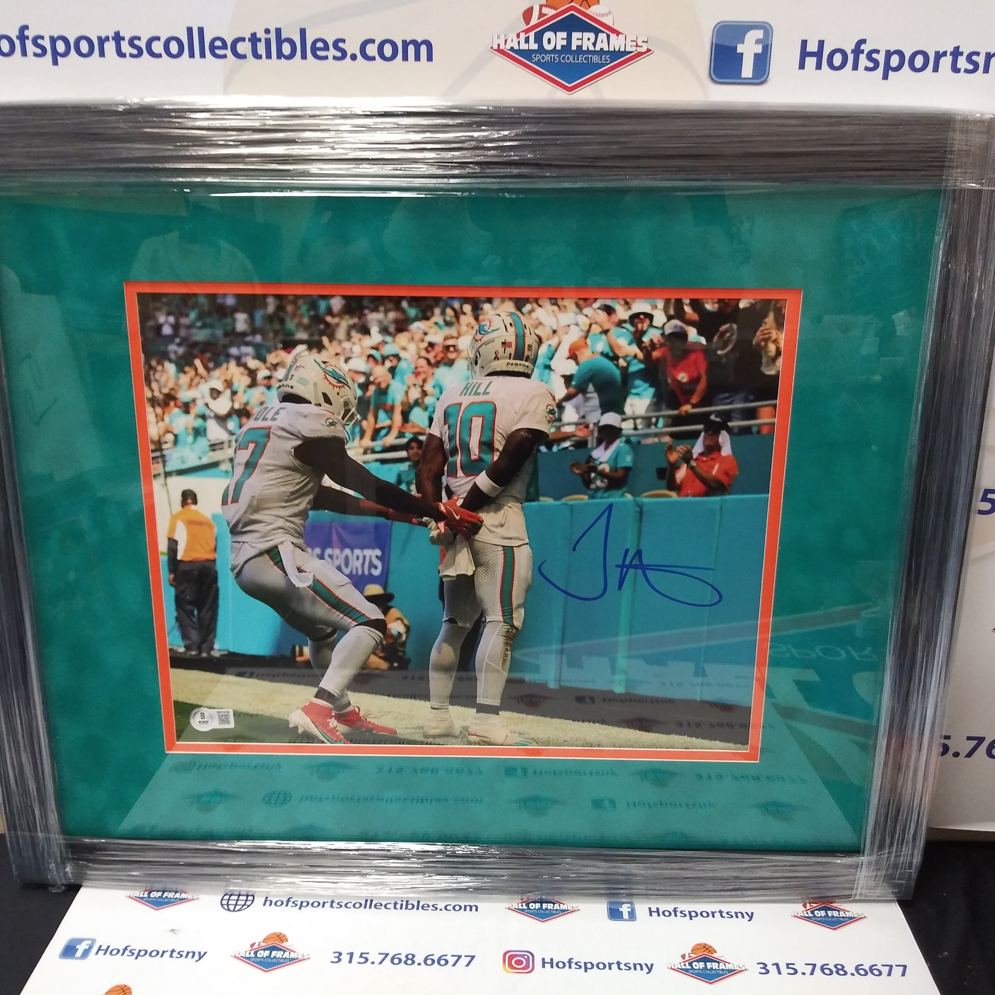 TYREEK HILL DOLPHINS SIGNED ARREST CELEBRATION FRAMED 11X14! BAS AUTHENTIC!