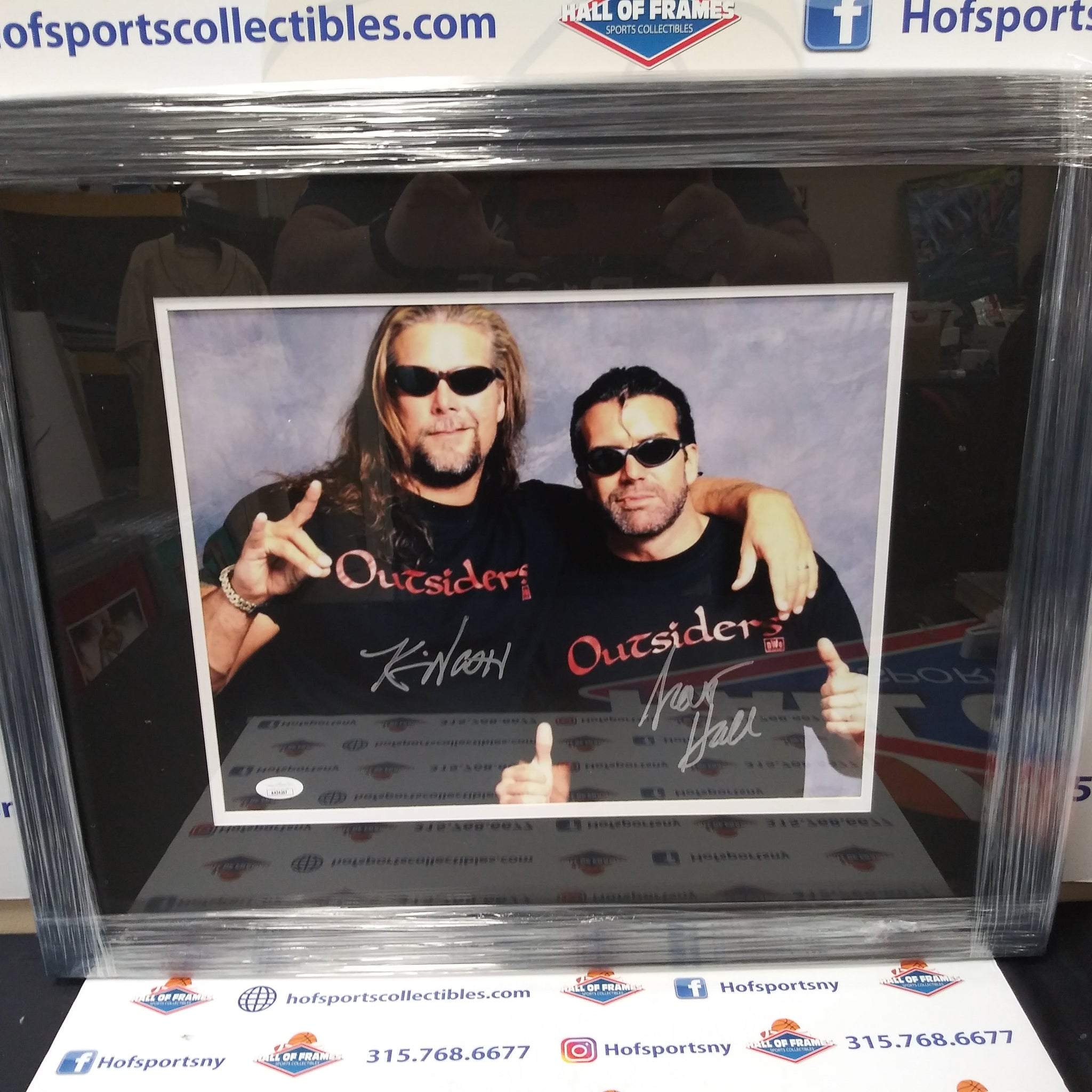 KEVIN NASH / SCOTT HALL SIGNED FRAMED OUTSIDERS / NWO 11X14 PHOTO  - JSA COA