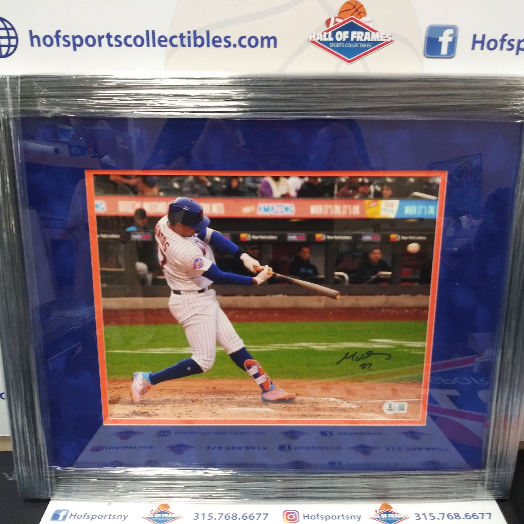 MARK VIENTOS SIGNED FRAMED NY METS 11X14 PHOTO - BECKETT COA