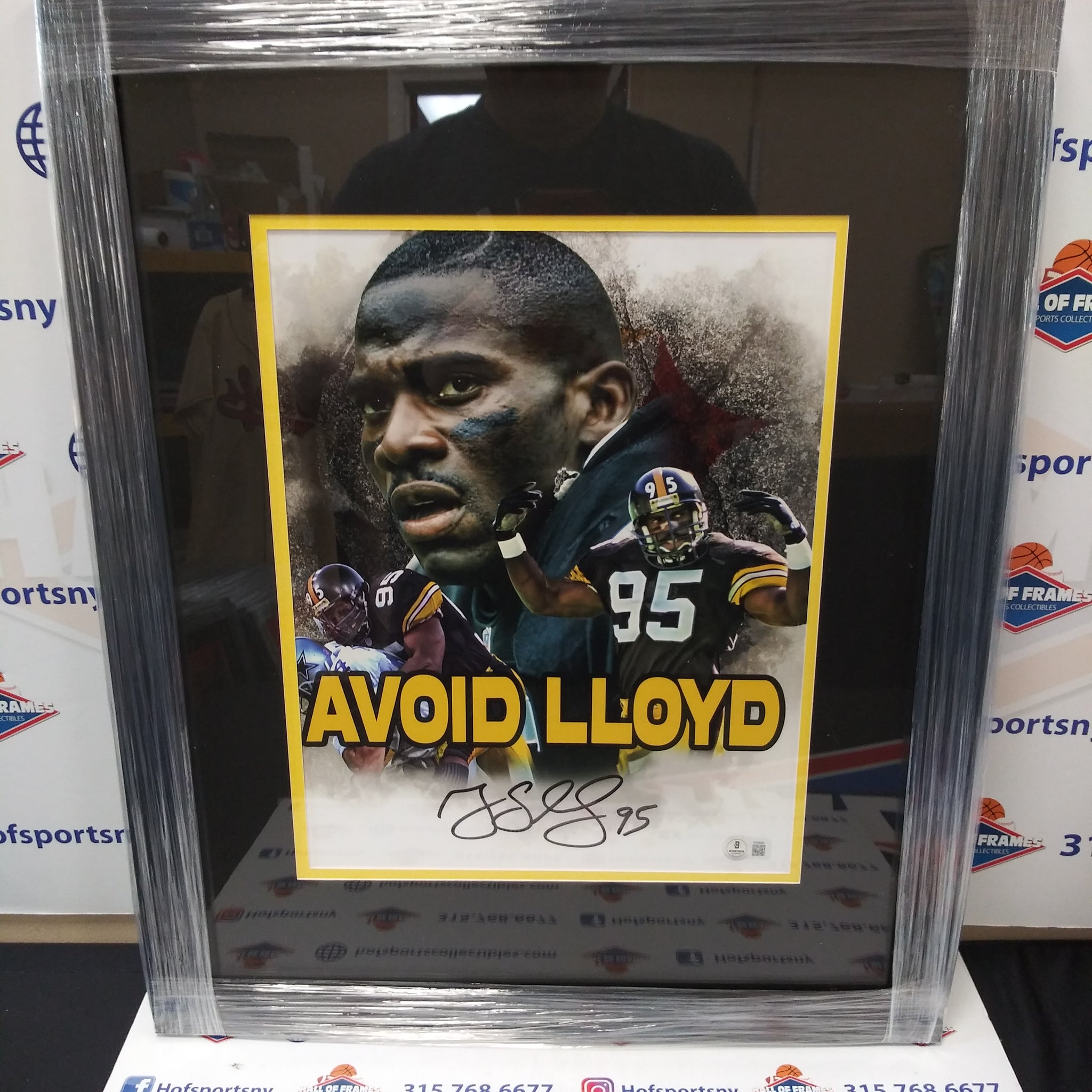 GREG LLOYD PITTSBURGH STEELERS FRAMED SIGNED 11X14 COLLAGE BGS COA