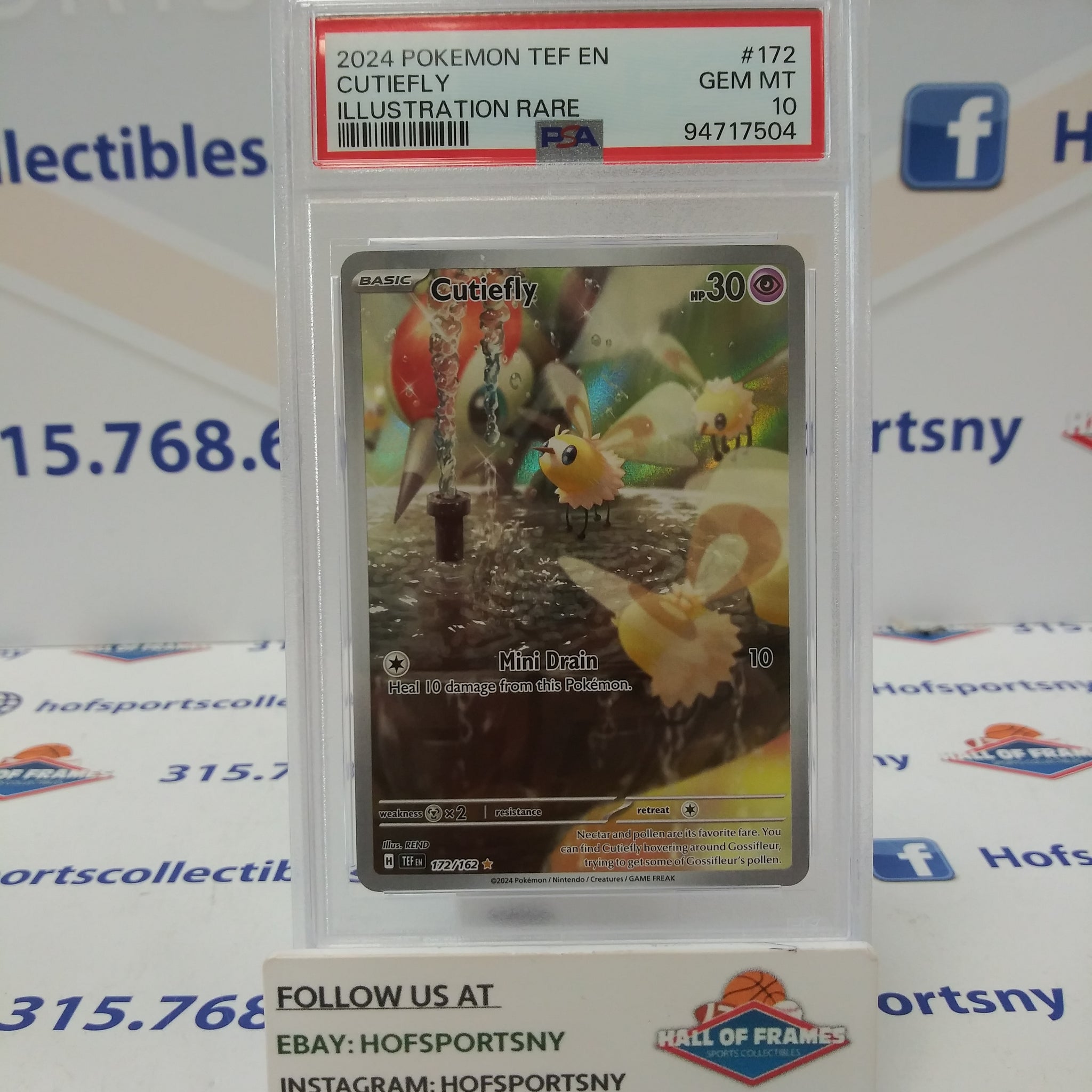 2024 POKEMON TEMPORAL FORCES CUTIEFLY ILLUSTRATION RARE #172 PSA 10 GEM MINT!