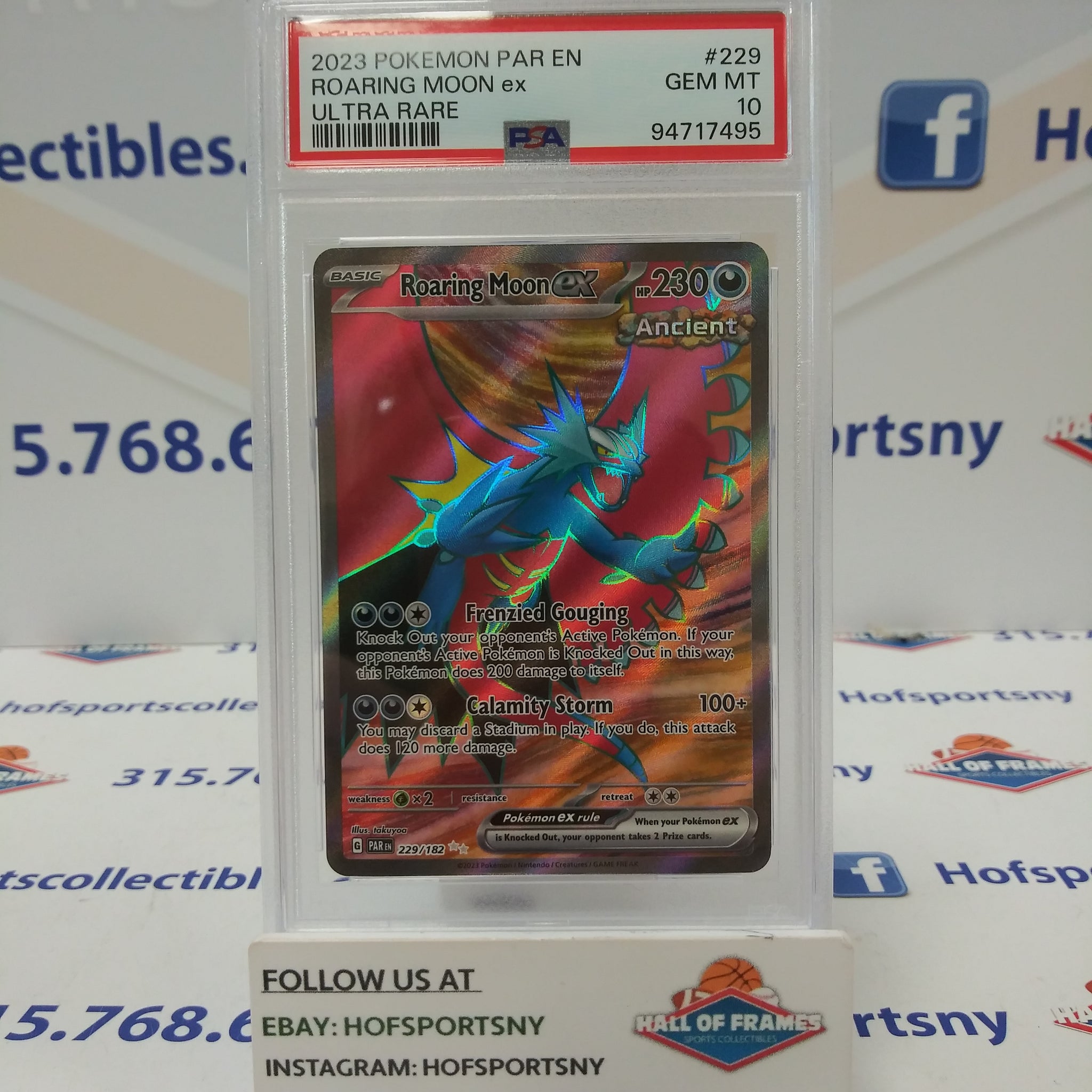 2023 POKEMON PARADOX RIFT ROARING MOOX EX ULTRA RARE #229 PSA 10 GEM MINT!