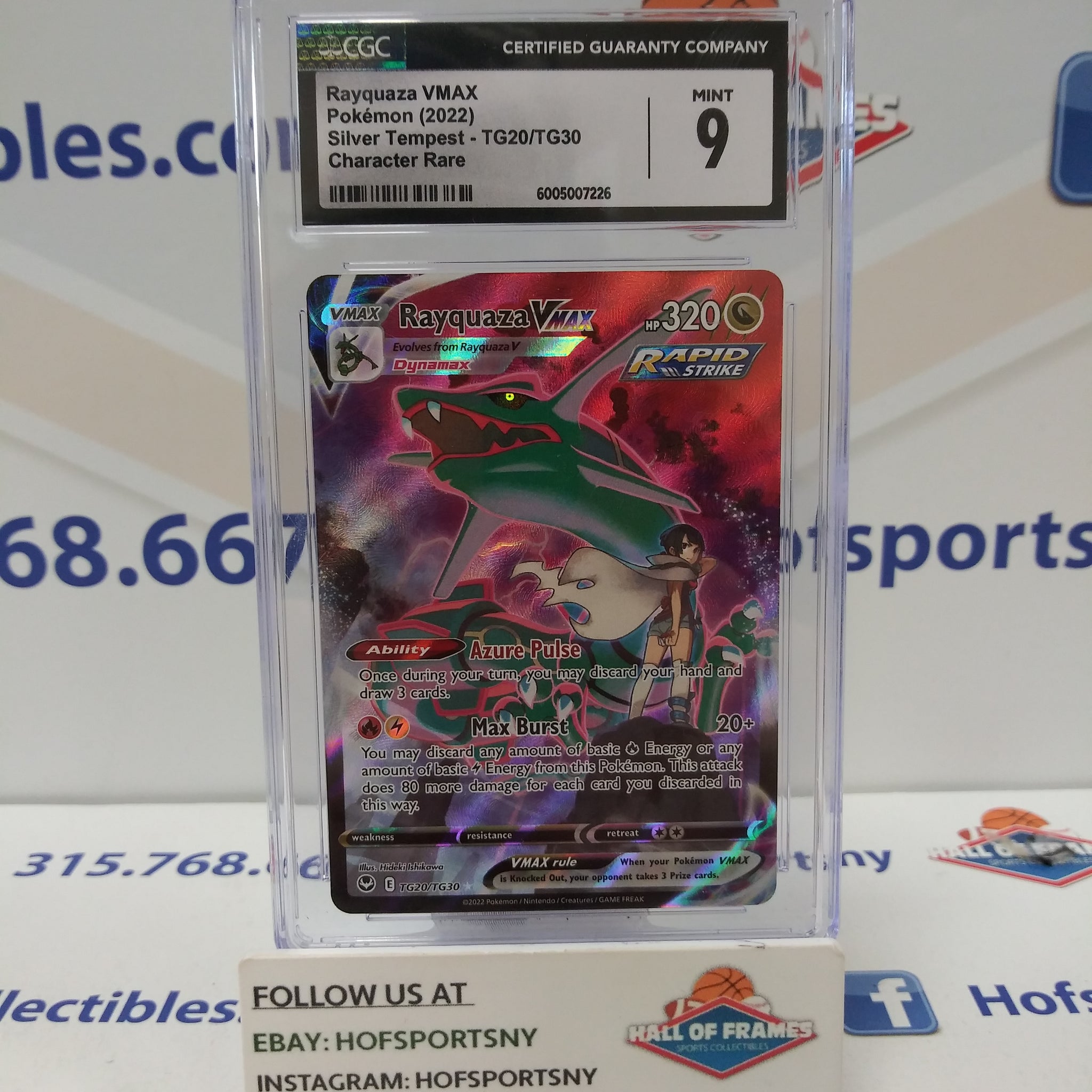2022 POKEMON SILVER TEMPEST RAYQUAZA VMAX CHARACTER RARE TG20 CGC 9 MINT!