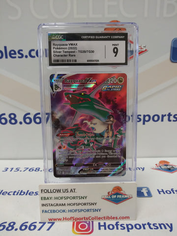 2022 POKEMON SILVER TEMPEST RAYQUAZA VMAX CHARACTER RARE TG20 CGC 9 MINT!