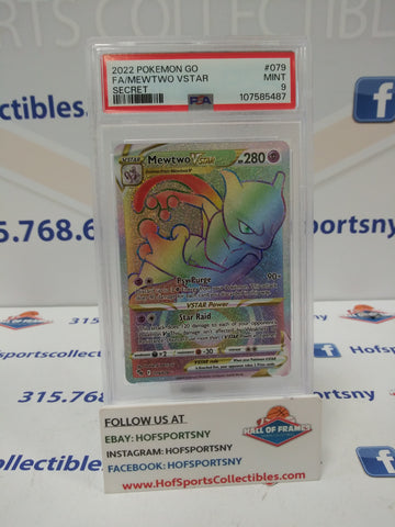 2022 POKEMON GO MEWTWO VSTAR SECRET RARE #079 PSA 9 MINT!