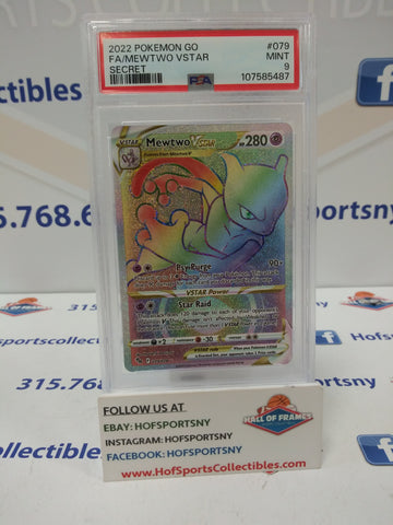 2022 POKEMON GO MEWTWO VSTAR SECRET RARE #079 PSA 9 MINT!