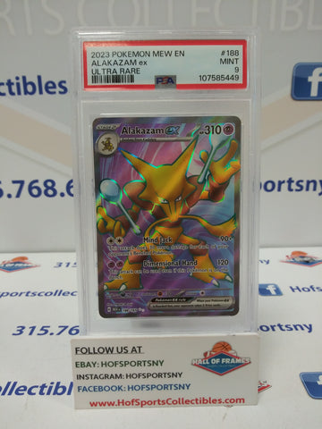 2023 POKEMON 151 ALAKAZAM EX ULTRA RARE #188 PSA 9 MINT!
