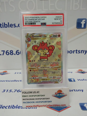 2023 POKEMON CROWN ZENITH SIMISEAR VSTAR ALT ART #GG37 PSA 10 GEM MINT!