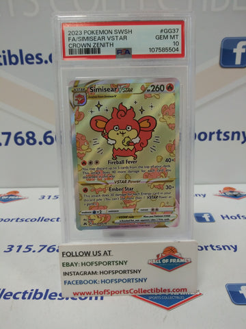 2023 POKEMON CROWN ZENITH SIMISEAR VSTAR ALT ART #GG37 PSA 10 GEM MINT!
