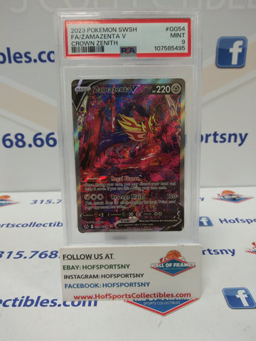 2023 POKEMON CROWN ZENITH ZAMAZENTA V ALT ART #GG54 PSA 9 MINT!