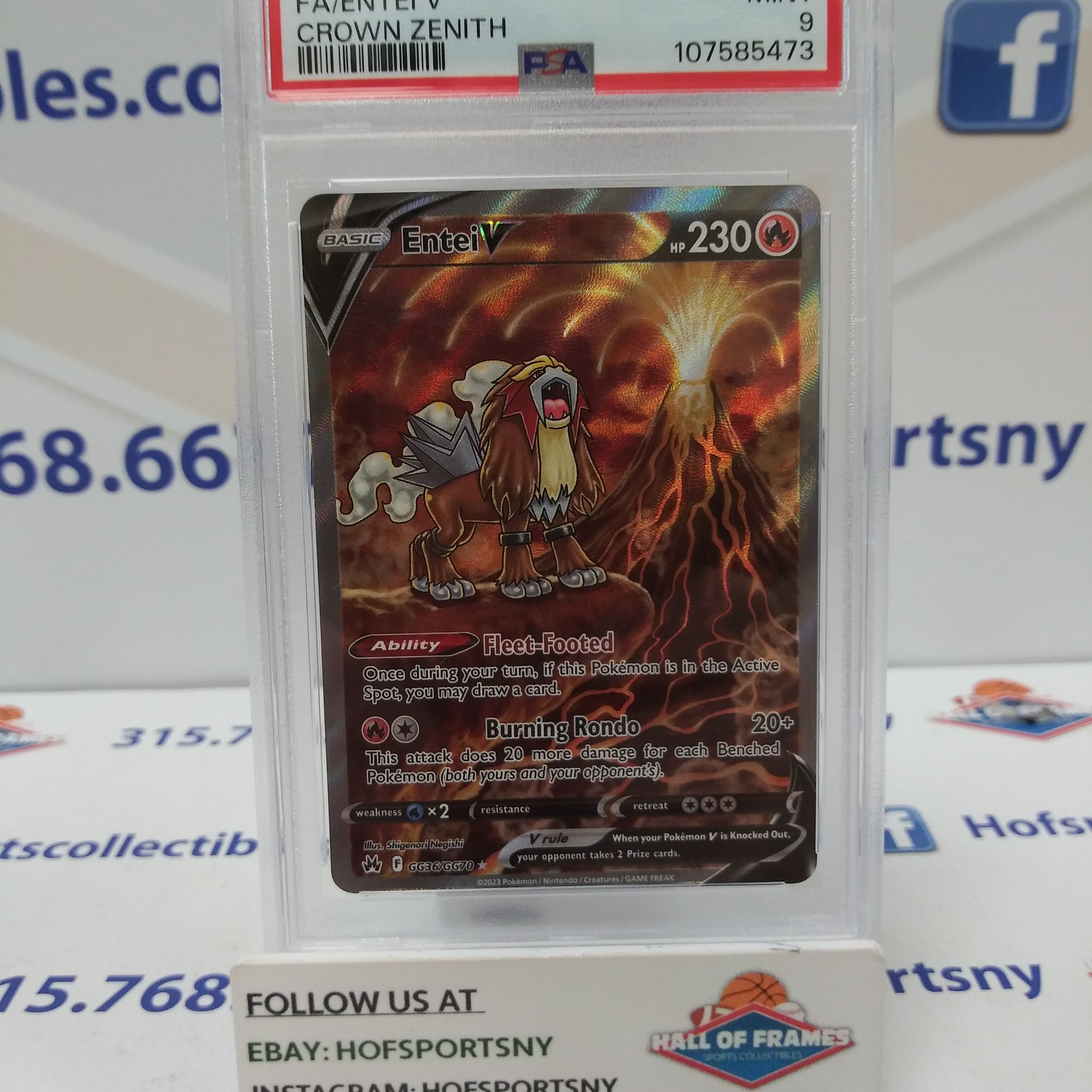2023 POKEMON CROWN ZENITH ENTEI V ALT ART #GG36 PSA 9 MINT!